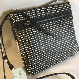 Fossil Gemma Women's Crossbody Black/White...Large...NWT
